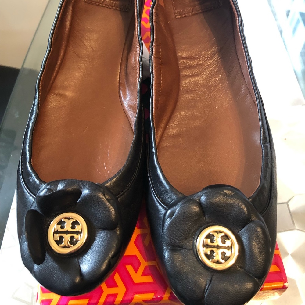 Black Leather Flats